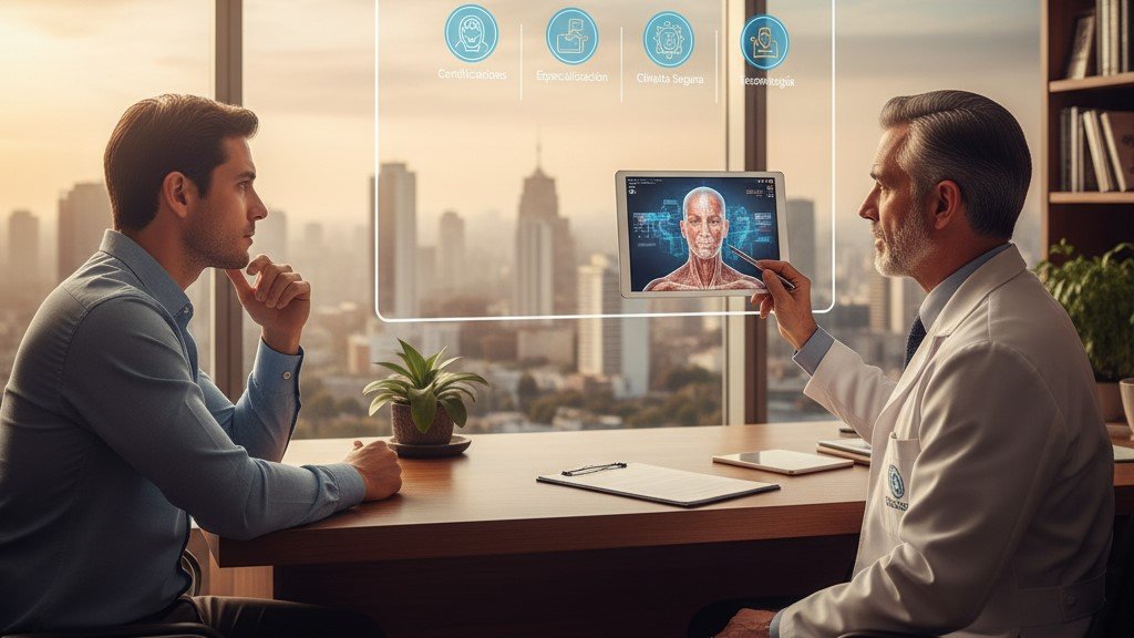Paciente mujer consultando con confianza a uno de los mejores cirujanos plásticos en Perú.