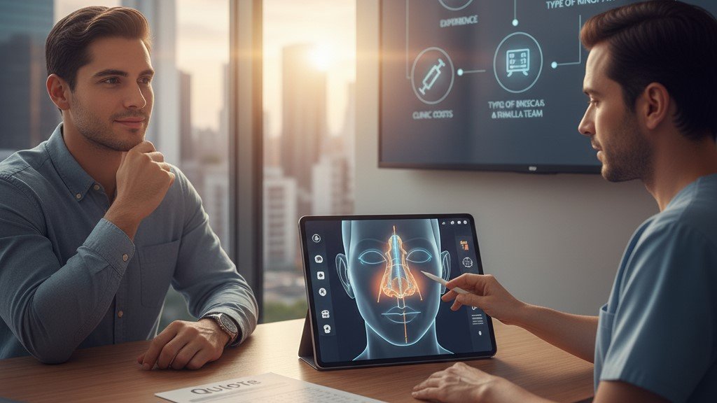 Gráfico explicando los factores que determinan el rinoplastia precio en Lima, Perú.